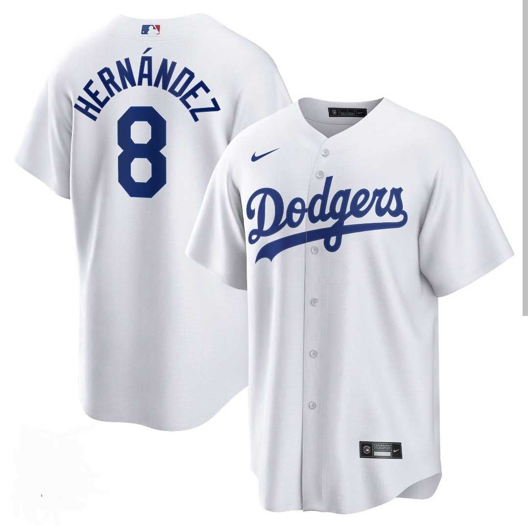 Mens Los Angeles Dodgers #8 Enrique Hernandez White Cool Base Stitched Baseball Jersey Dzhi